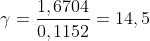 \gamma=\frac{1,6704}{0,1152}=14,5